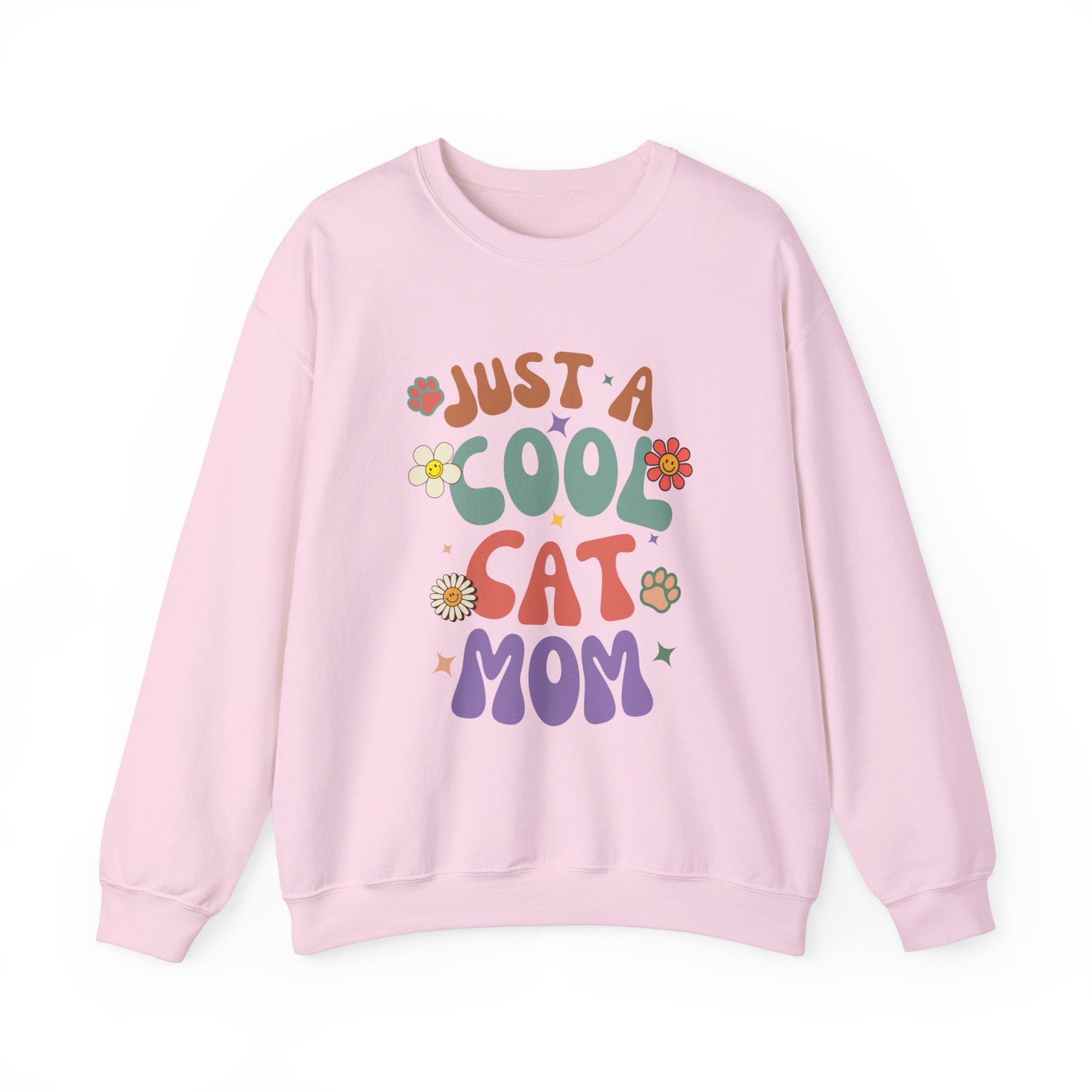 Crewneck Sweatshirt-Just A Cool Cat Mom Shirt-Retro Theme