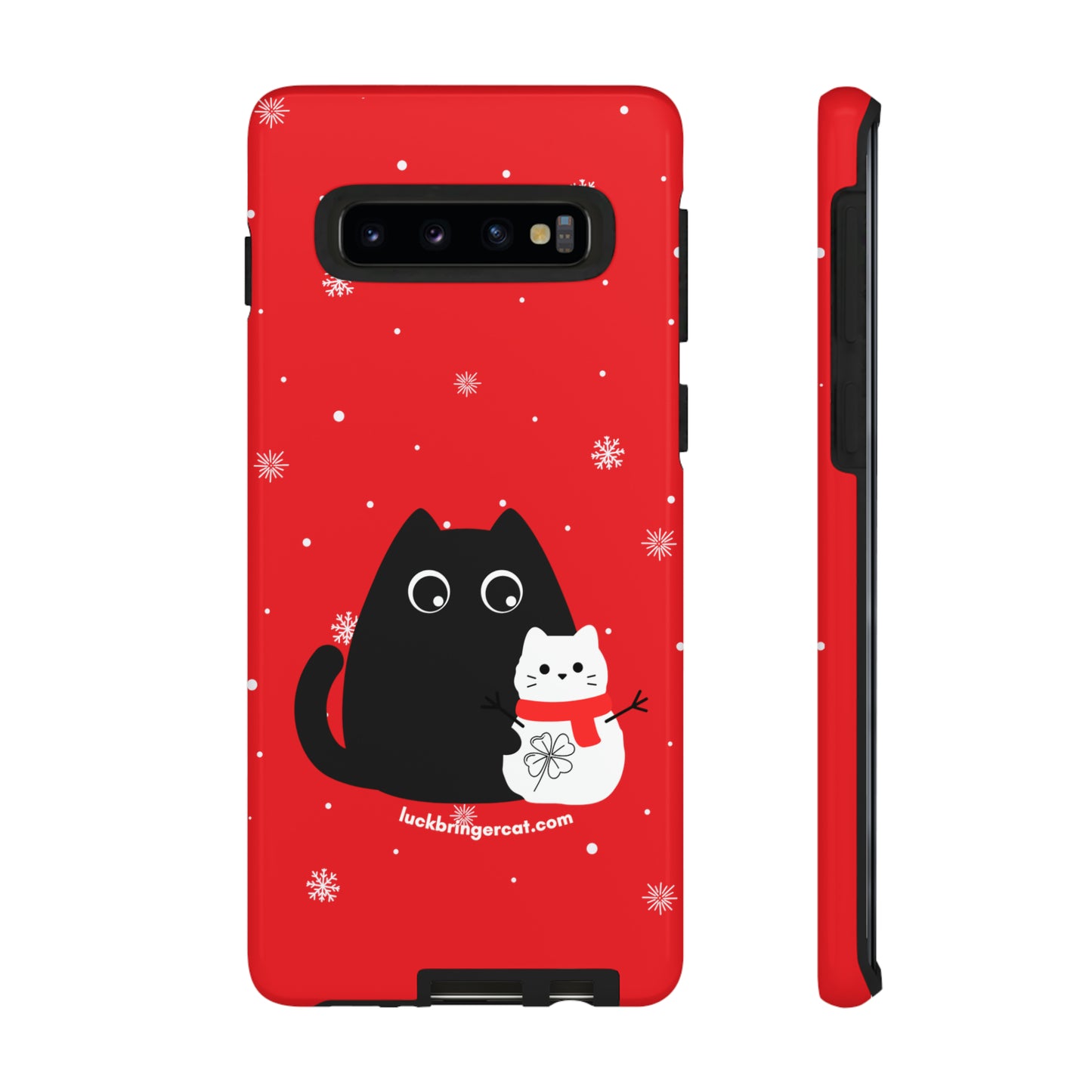 Cat Lovers Christmas Phone Case-iPhone, Samsung Galaxy, Google Pixel- Red and Black Snowman