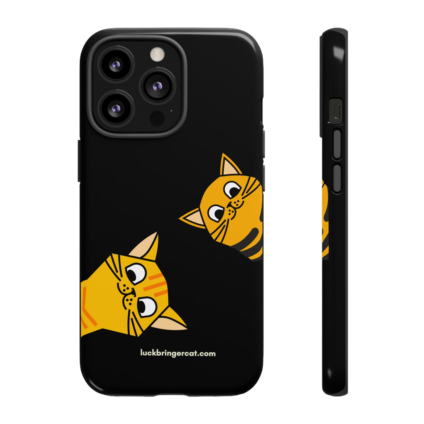 Cat Lovers Phone Case With Funny Orange Cats- iPhone, Samsung Galaxy and Google Pixel-Black