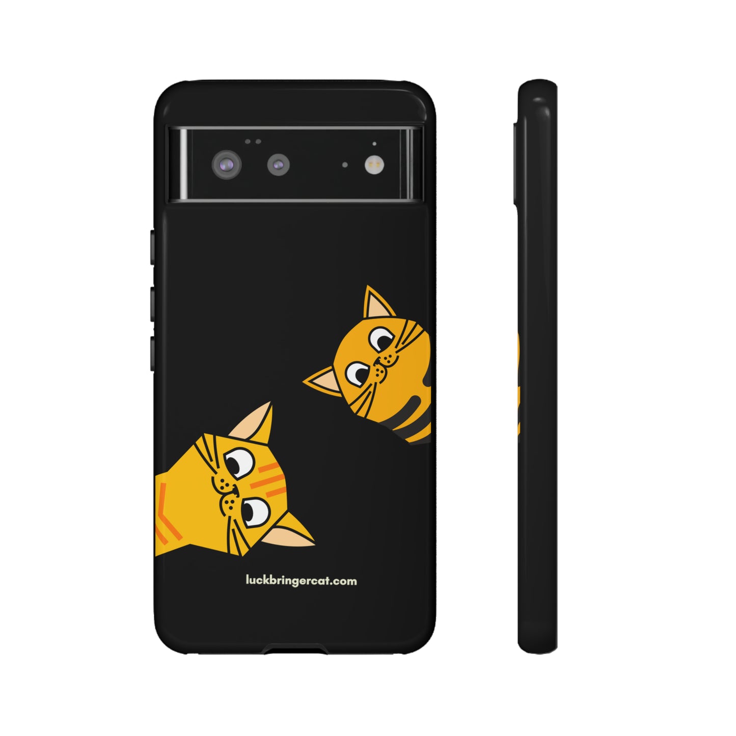 Cat Lovers Phone Case With Funny Orange Cats- iPhone, Samsung Galaxy and Google Pixel-Black