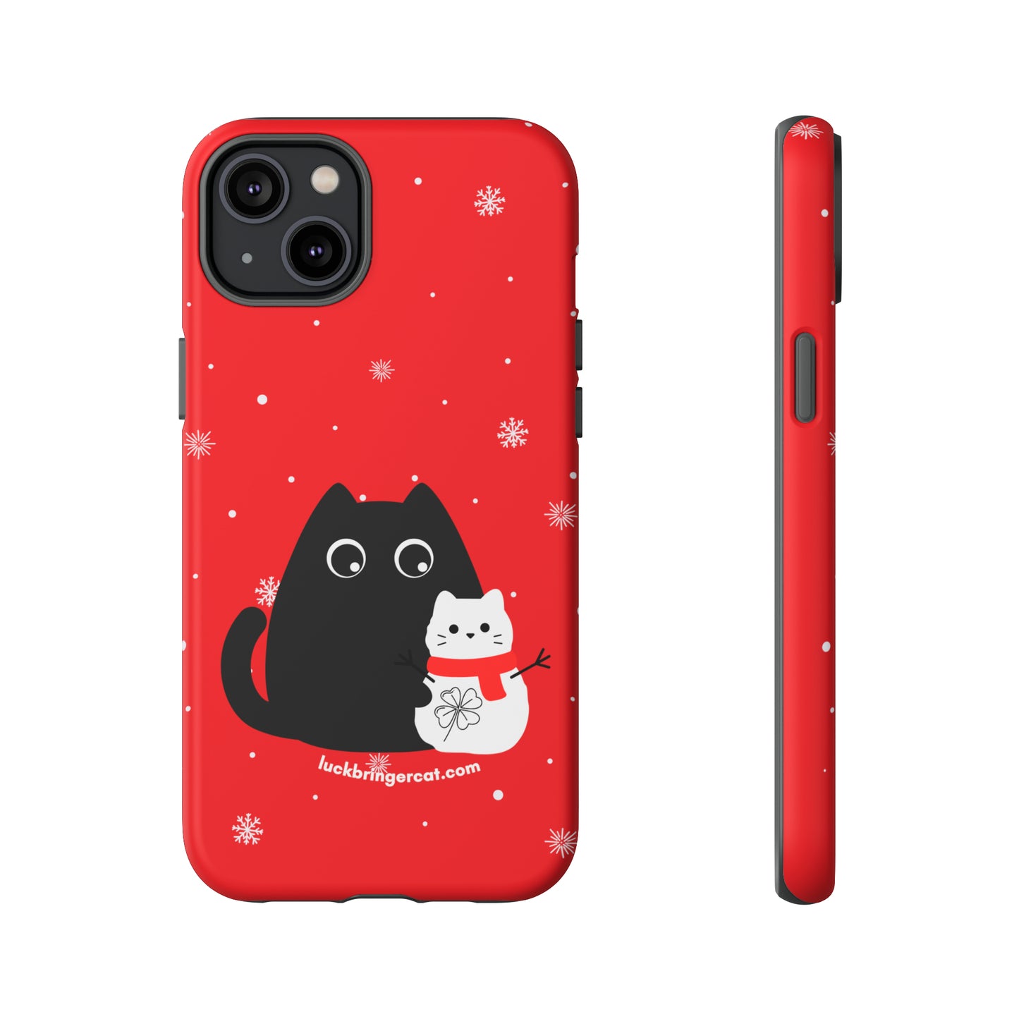 Cat Lovers Christmas Phone Case-iPhone, Samsung Galaxy, Google Pixel- Red and Black Snowman