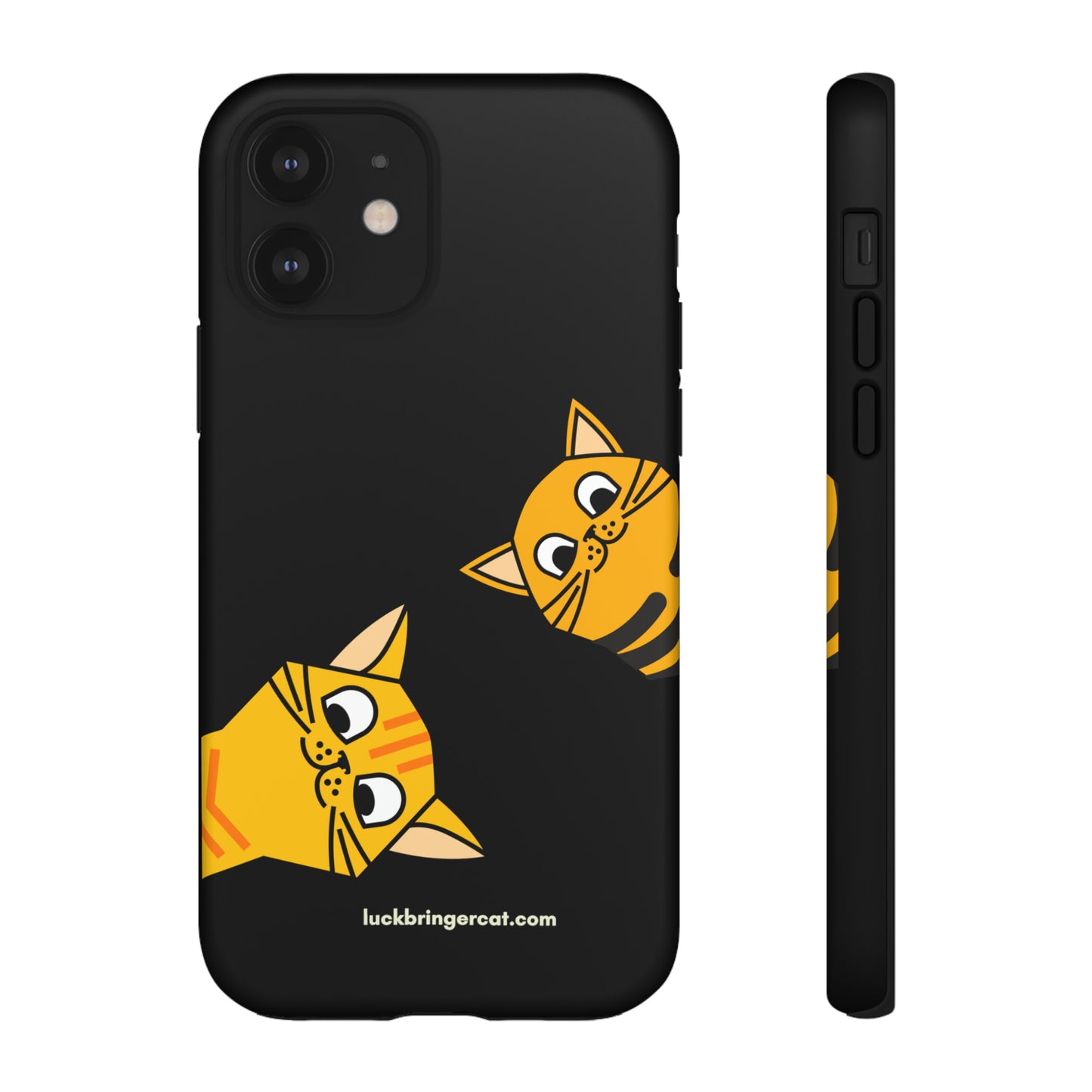 Cat Lovers Phone Case With Funny Orange Cats- iPhone, Samsung Galaxy and Google Pixel-Black