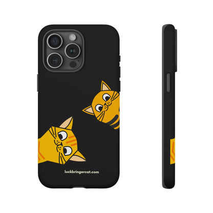 Cat Lovers Phone Case With Funny Orange Cats- iPhone, Samsung Galaxy and Google Pixel-Black