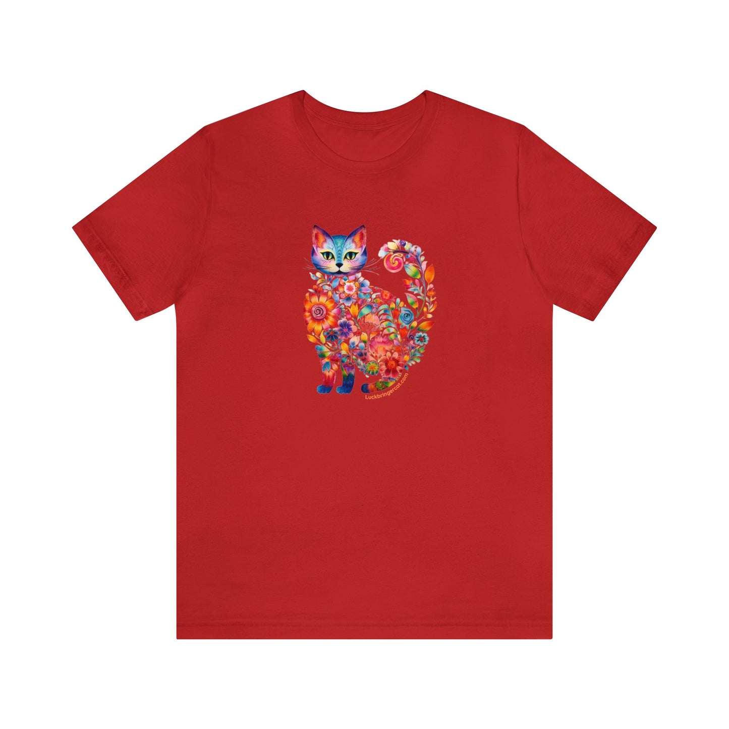 Floral Cat Graphic T-shirt - Cat Lovers Tee