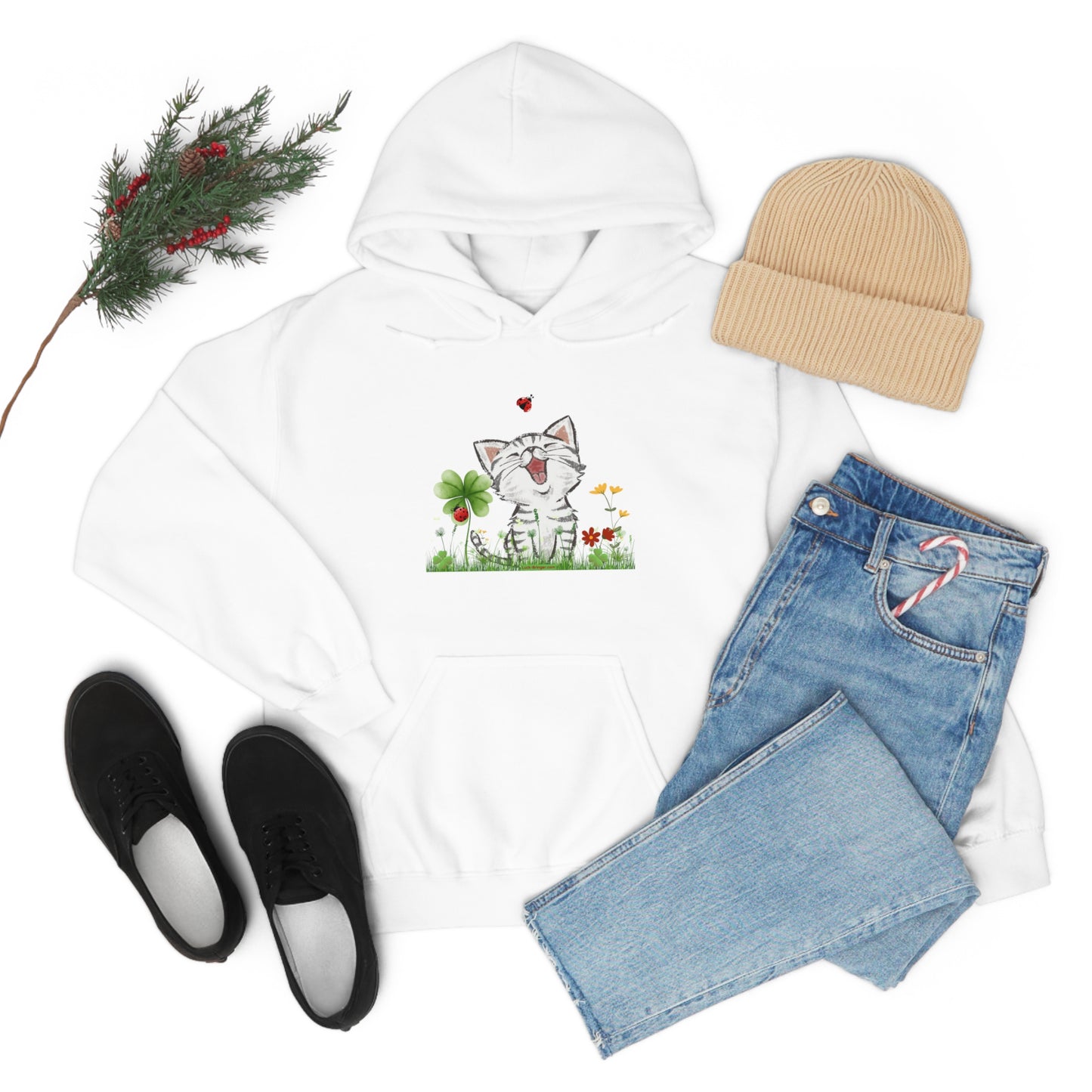 Unisex Hooded Sweatshirt - Cute Cat