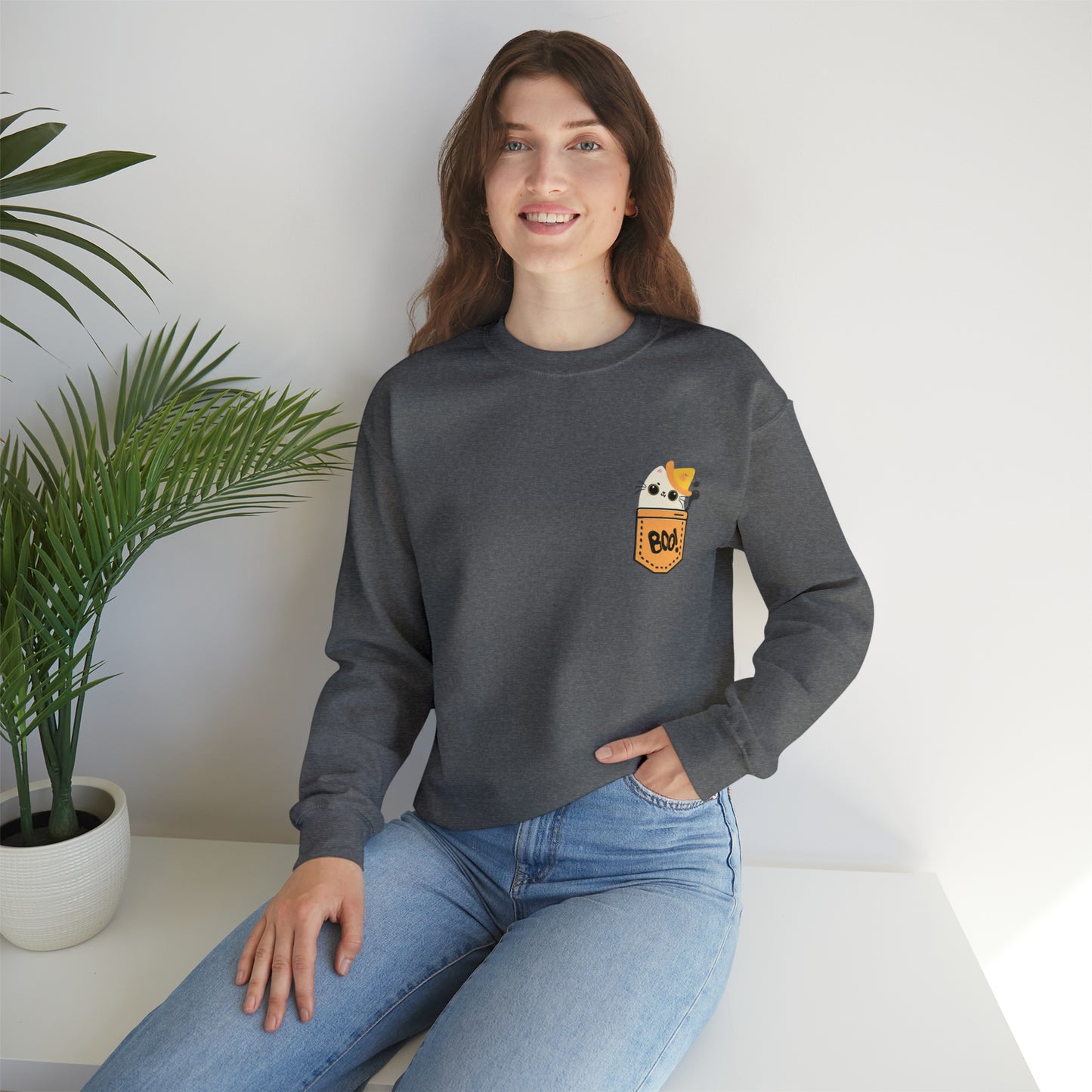 Halloween Crewneck Sweatshirt - Kitten in the Pocket