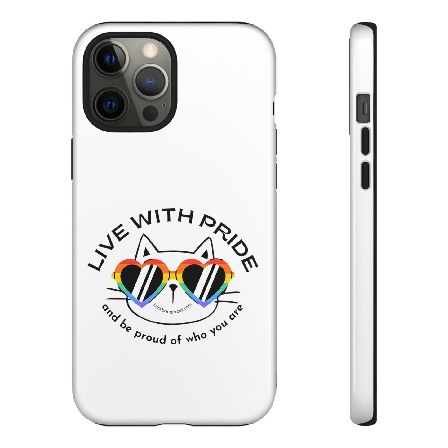 Pride Phone Case-Cat Lovers- iPhone, Samsung Galaxy, Google Pixel-LGBTQ+ Community Support-White