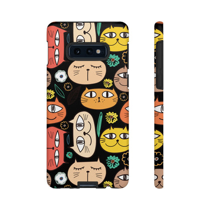 Premium-quality tough protective phone cases for iPhone, Samsung and Google - Black With Cute Colorful Cartoon Cats