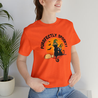 Black Cat Lovers Halloween T-shirt- Cute Spooky Retro Style - orange tee- unisex - ideal  Halloween gift for her - him