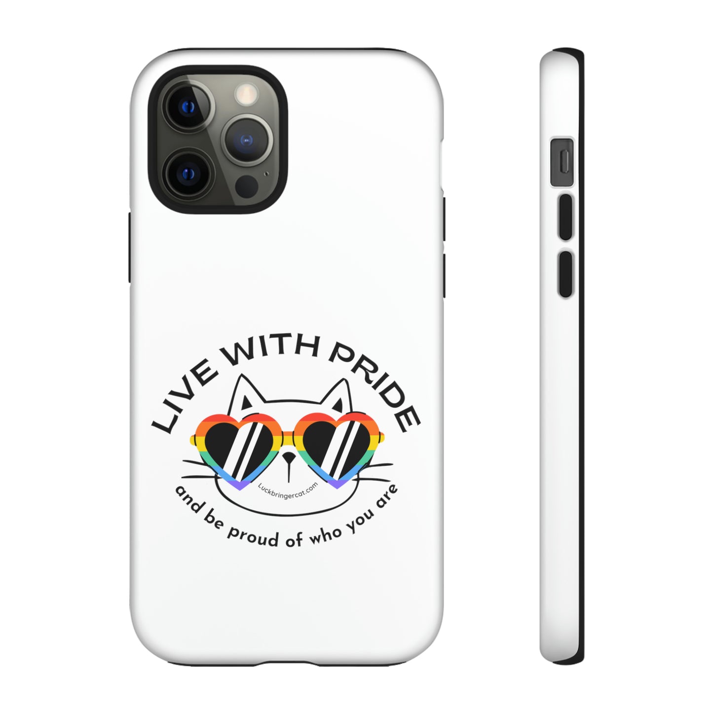 Pride Phone Case-Cat Lovers- iPhone, Samsung Galaxy, Google Pixel-LGBTQ+ Community Support-White