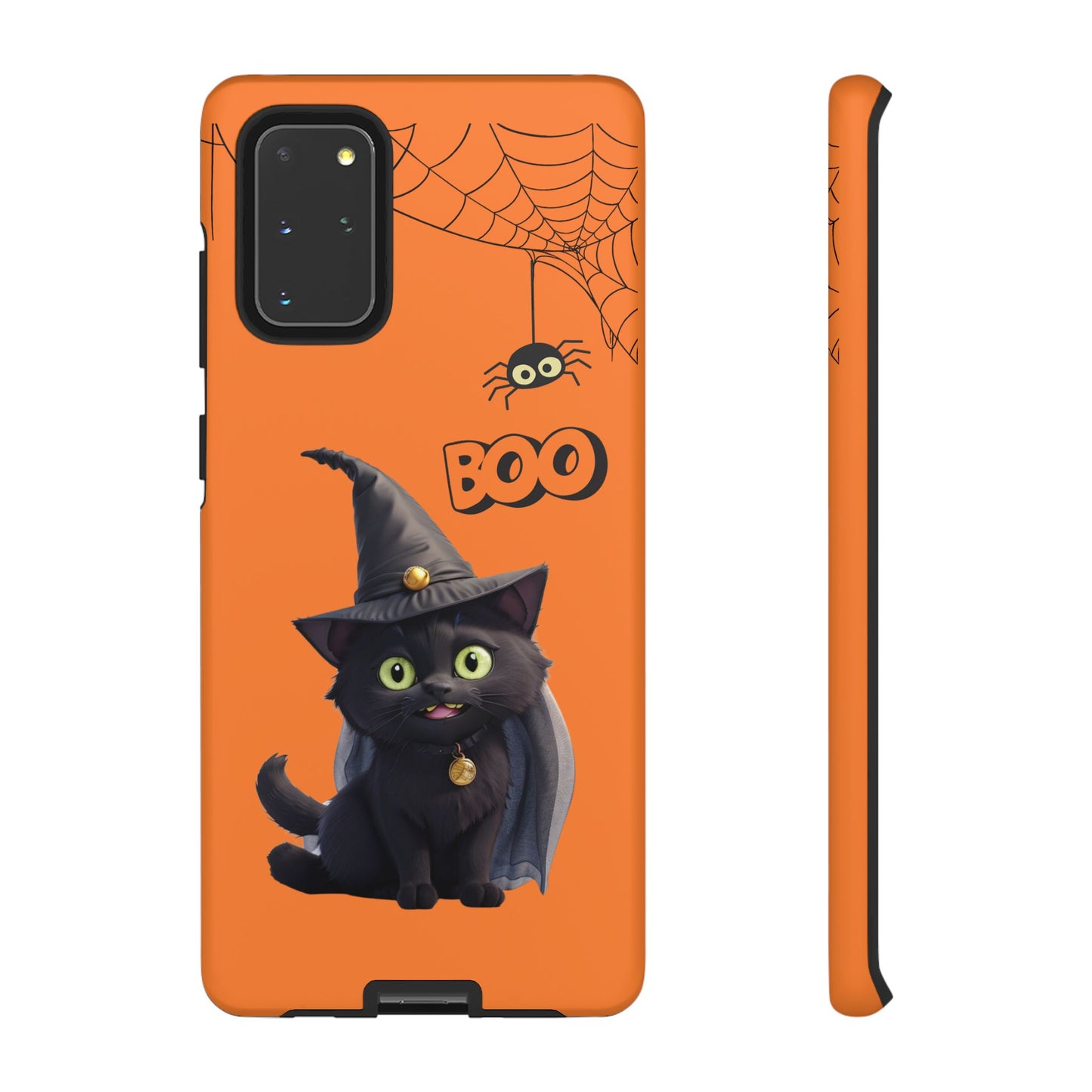 Premium-quality tough protective phone cases for iPhone,  Samsung and Google Phones - Orange - Spooky Halloween Black Cat