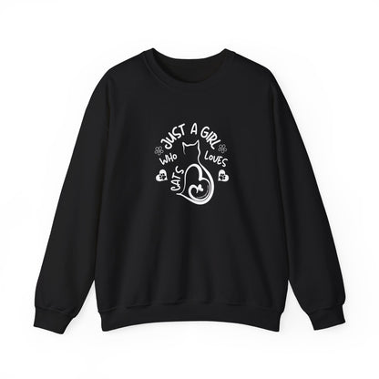 Cat Lover Girls Sweatshirt - Just a Girl Who Loves Cats - Crewneck Sweater