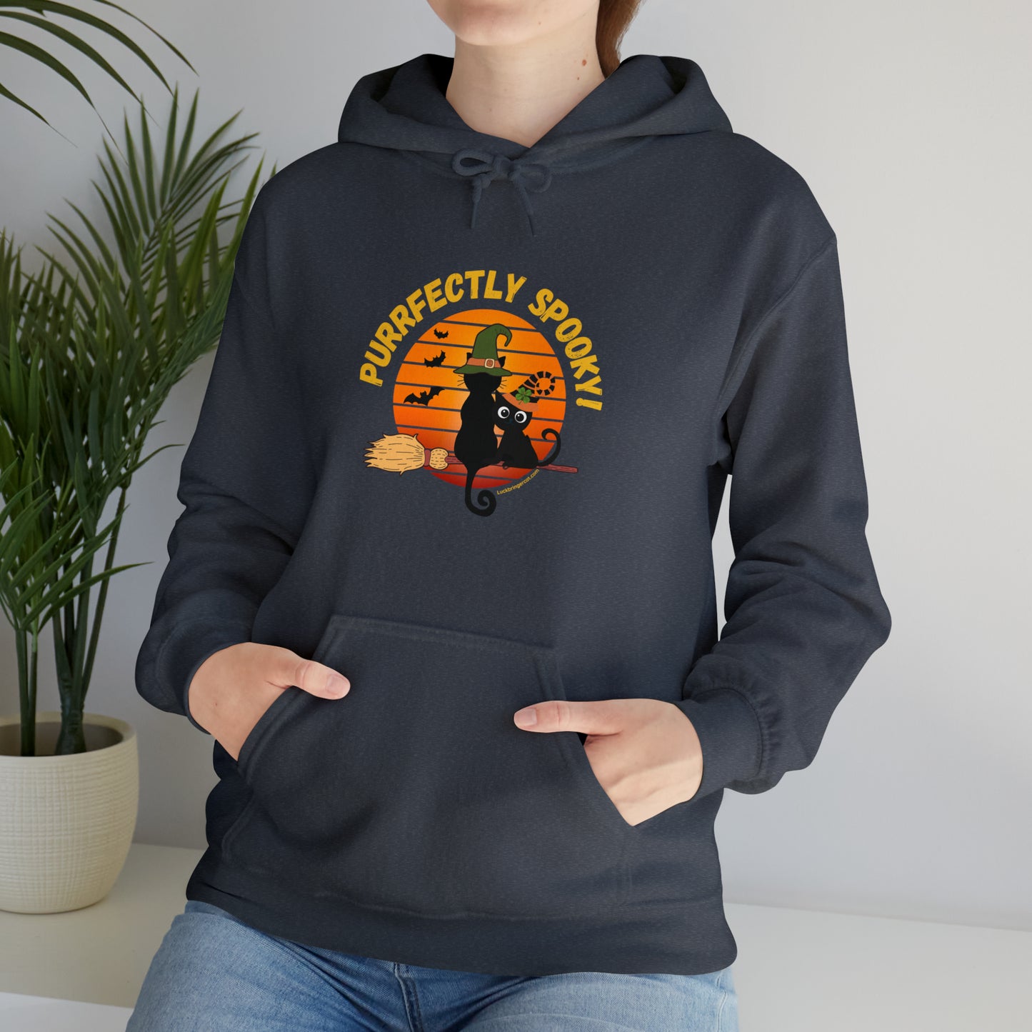 Black Cat Lovers Halloween Hoodie- Cute Spooky Retro Style Hooded Sweatshirt