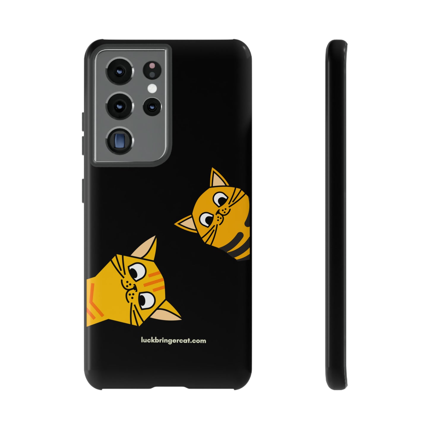 Cat Lovers Phone Case With Funny Orange Cats- iPhone, Samsung Galaxy and Google Pixel-Black