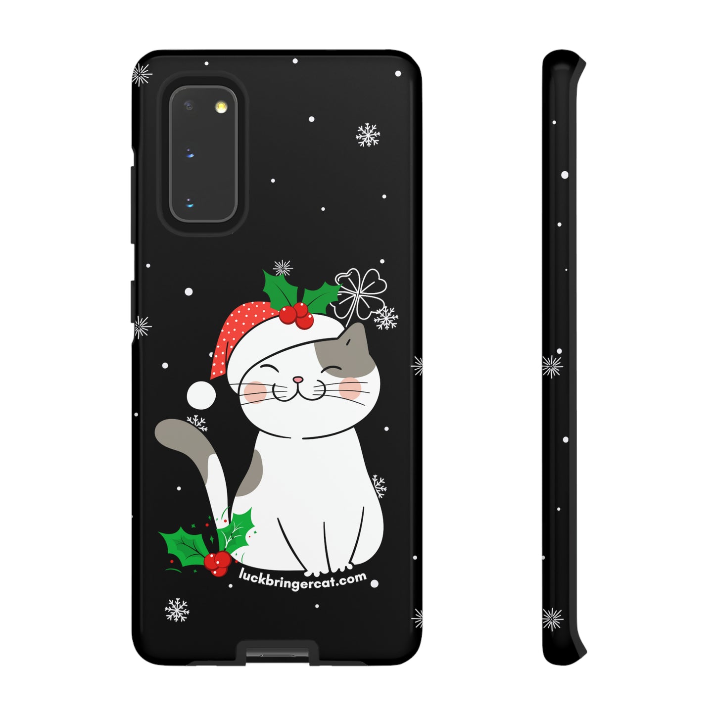 Cat Lovers Christmas Phone Case-iPhone, Samsung Galaxy,Google Pixel- Black With Cute Kitten