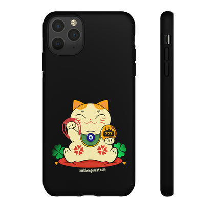 Cat Lovers Tough Phone Case- Lucky Maneki Neko-Black- iPhone, Samsung Galaxy, Google Pixel