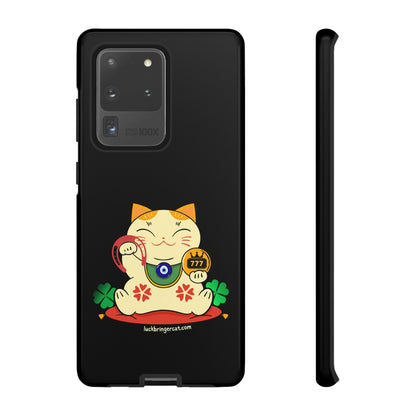 Cat Lovers Tough Phone Case- Lucky Maneki Neko-Black- iPhone, Samsung Galaxy, Google Pixel