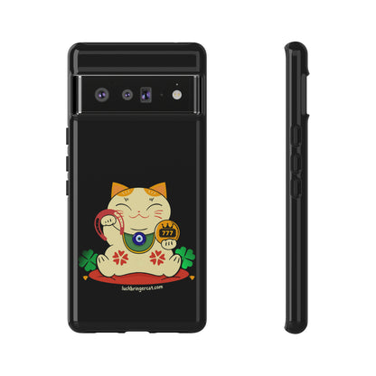 Cat Lovers Tough Phone Case- Lucky Maneki Neko-Black- iPhone, Samsung Galaxy, Google Pixel