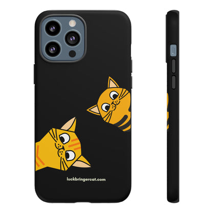 Cat Lovers Phone Case With Funny Orange Cats- iPhone, Samsung Galaxy and Google Pixel-Black