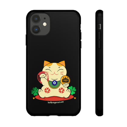 Cat Lovers Tough Phone Case- Lucky Maneki Neko-Black- iPhone, Samsung Galaxy, Google Pixel