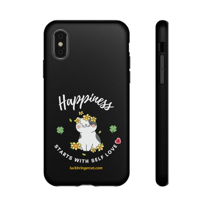 Cat Lovers Phone Case-Black- iPhone, Samsung Galaxy- Happiness - Selflove