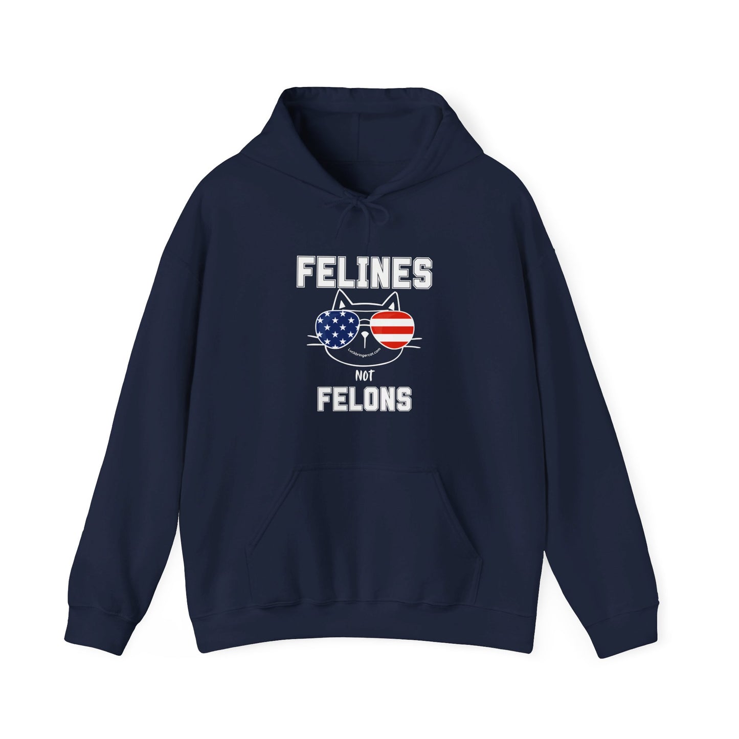 Felines Not Felons Hoodie-Kamala Harris 2024 US Presidential Election Hooded Sweatshirt