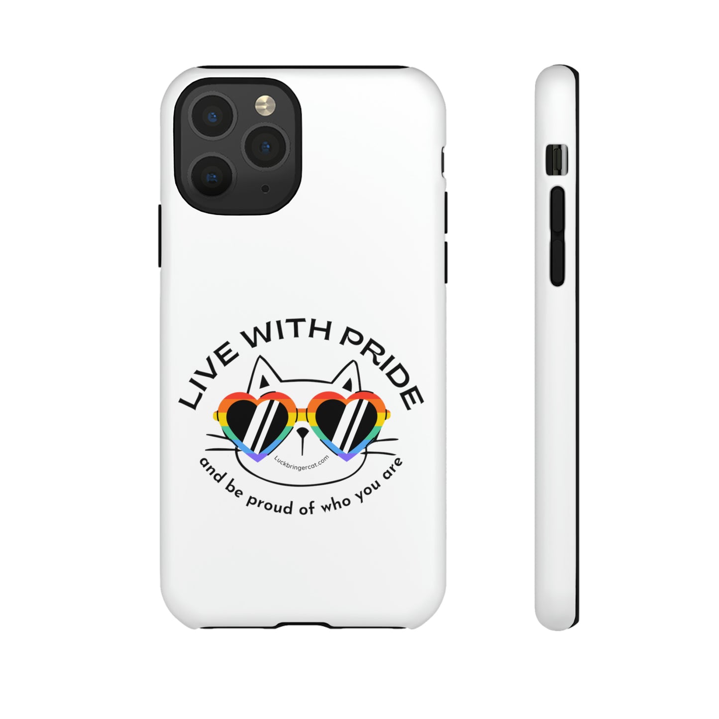 Pride Phone Case-Cat Lovers- iPhone, Samsung Galaxy, Google Pixel-LGBTQ+ Community Support-White