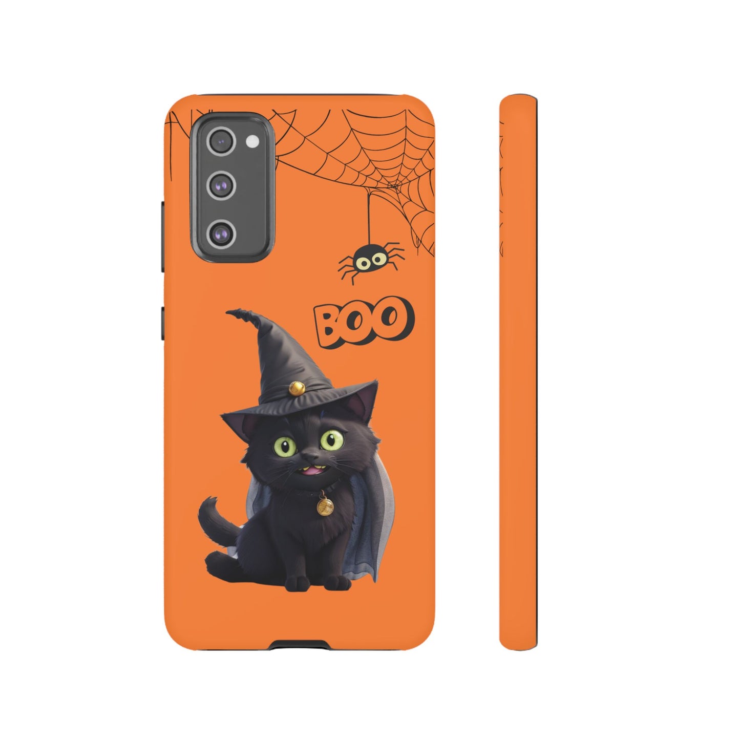 Premium-quality tough protective phone cases for iPhone,  Samsung and Google Phones - Orange - Spooky Halloween Black Cat