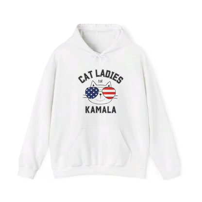 Cat Ladies For Kamala Harris Hooded Sweatshirt -2024 US Presidential Election Hoodie