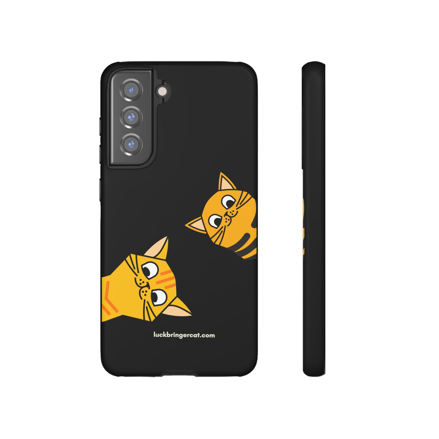 Cat Lovers Phone Case With Funny Orange Cats- iPhone, Samsung Galaxy and Google Pixel-Black