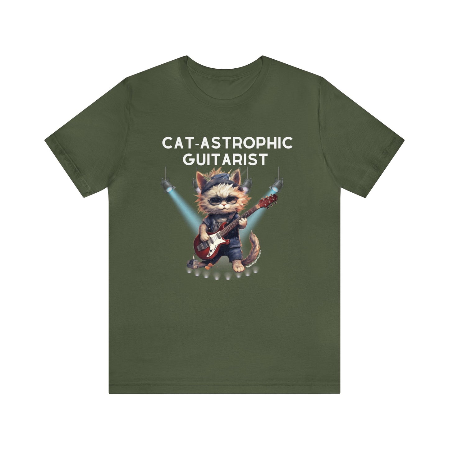 Unisex Cotton T-shirt - Catastrophic Guitarist Shirt for Cat Lovers