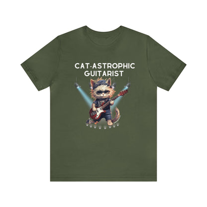 Unisex Cotton T-shirt - Catastrophic Guitarist Shirt for Cat Lovers