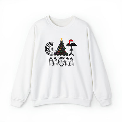 Cat Mom Christmas Crewneck Sweatshirt With Black Cats Christmas Tree