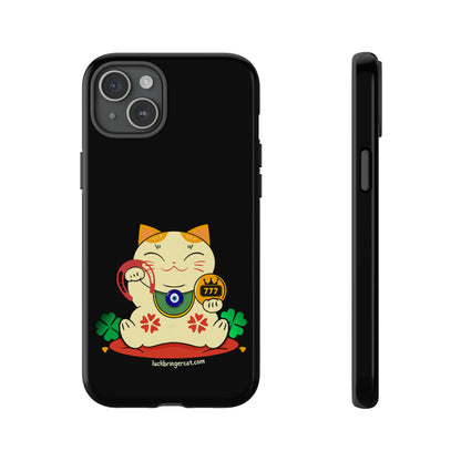 Cat Lovers Tough Phone Case- Lucky Maneki Neko-Black- iPhone, Samsung Galaxy, Google Pixel