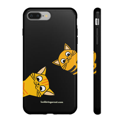 Cat Lovers Phone Case With Funny Orange Cats- iPhone, Samsung Galaxy and Google Pixel-Black