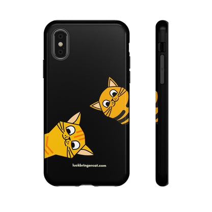 Cat Lovers Phone Case With Funny Orange Cats- iPhone, Samsung Galaxy and Google Pixel-Black