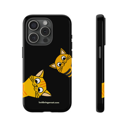 Cat Lovers Phone Case With Funny Orange Cats- iPhone, Samsung Galaxy and Google Pixel-Black