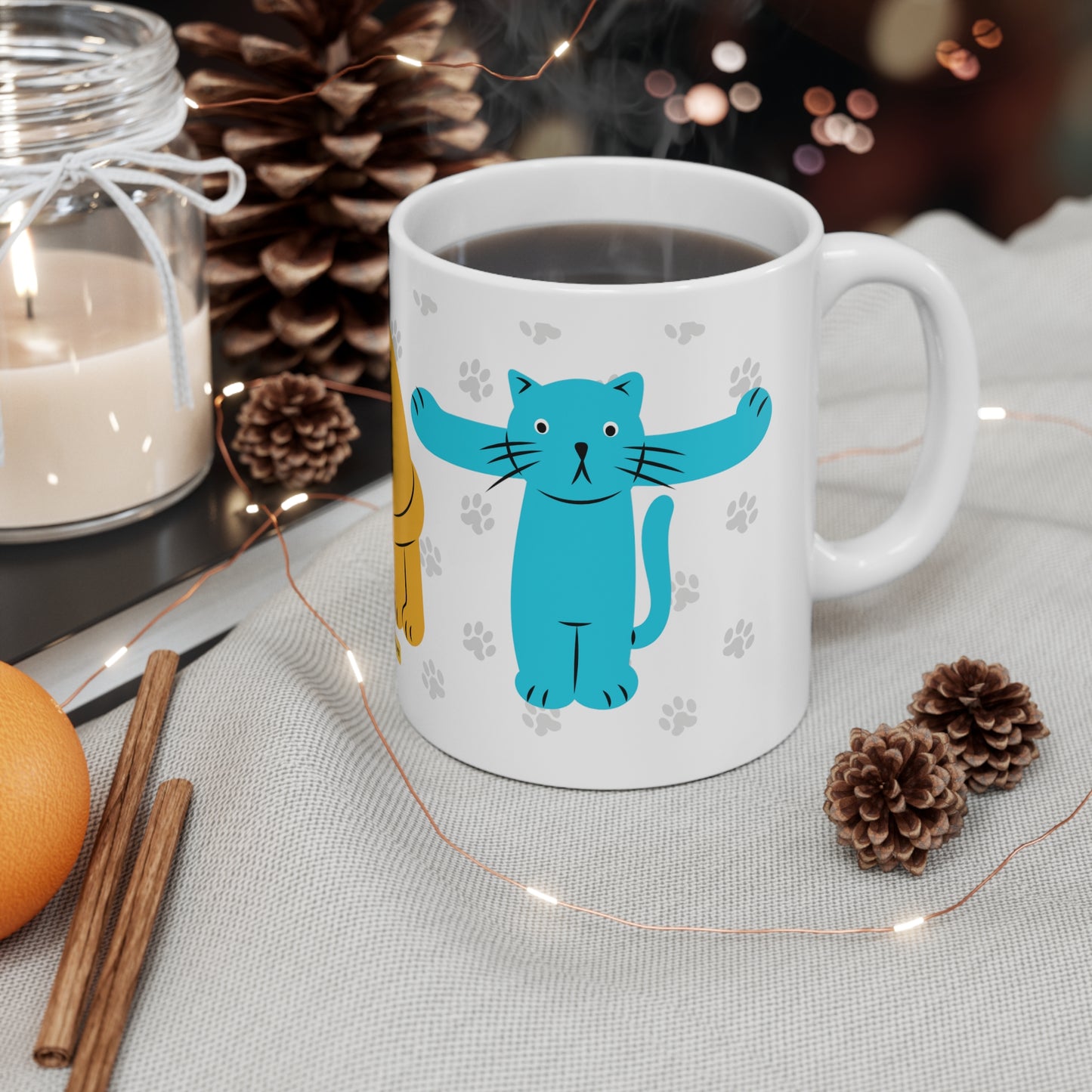 Cat Lovers Coffee Mug with Cute Colorful Cats