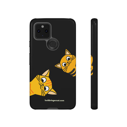 Cat Lovers Phone Case With Funny Orange Cats- iPhone, Samsung Galaxy and Google Pixel-Black