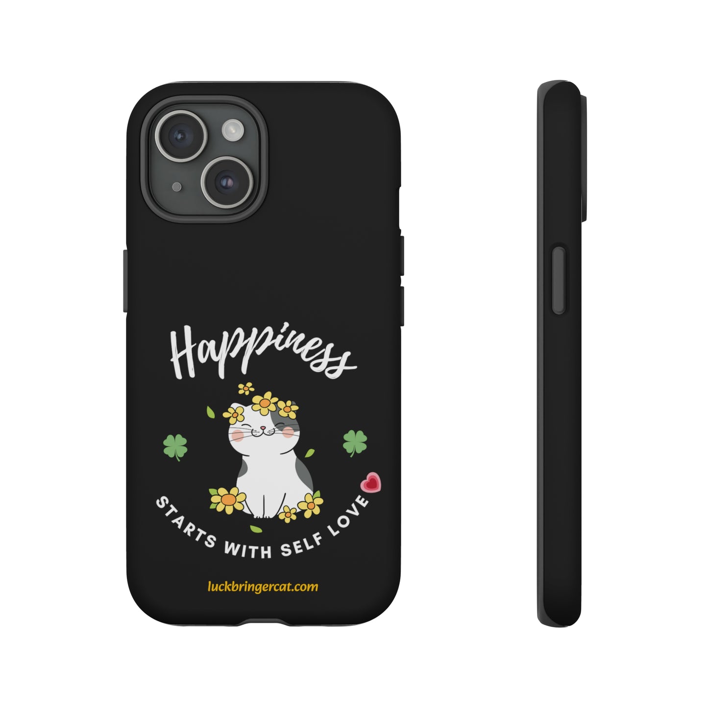 Cat Lovers Phone Case-Black- iPhone, Samsung Galaxy- Happiness - Selflove