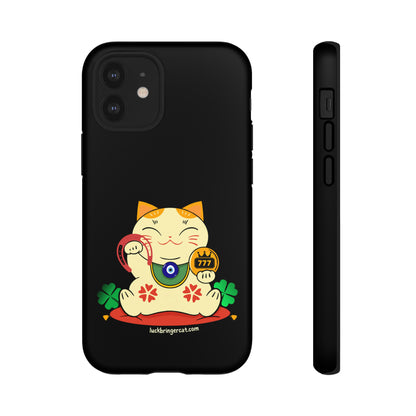 Cat Lovers Tough Phone Case- Lucky Maneki Neko-Black- iPhone, Samsung Galaxy, Google Pixel