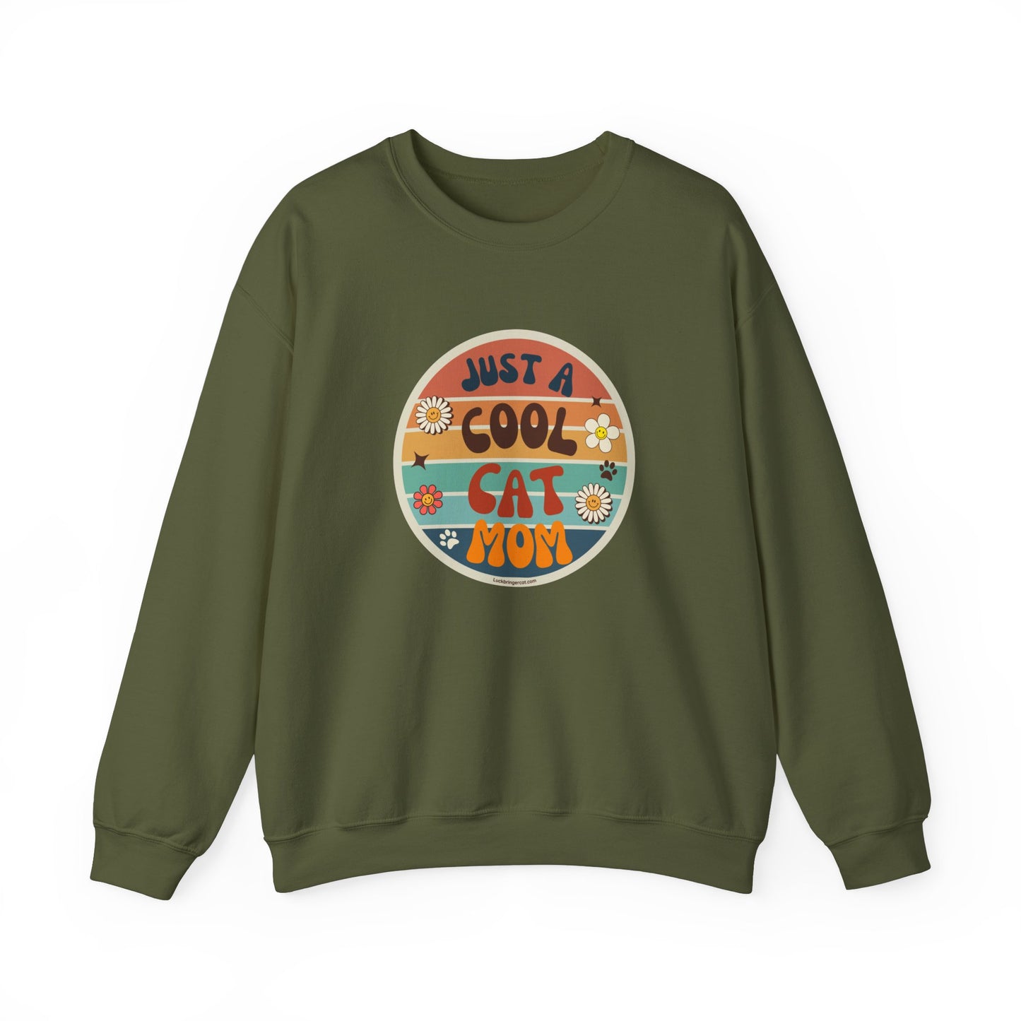 Sweatshirt-Just A Cool Cat Mom Shirt-Retro Style