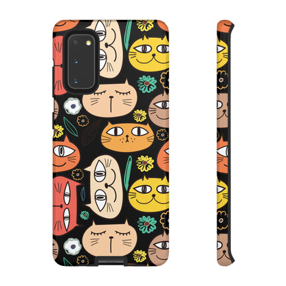 Premium-quality tough protective phone cases for iPhone, Samsung and Google - Black With Cute Colorful Cartoon Cats