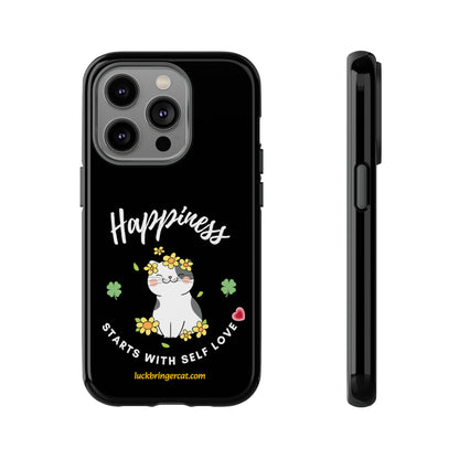 Cat Lovers Phone Case-Black- iPhone, Samsung Galaxy- Happiness - Selflove