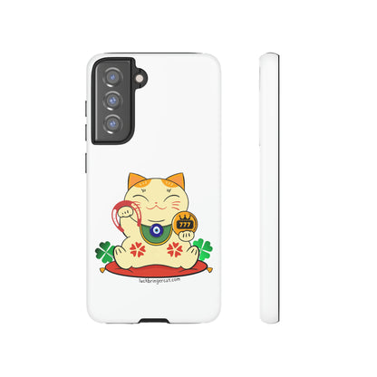 Cat Lovers Tough Phone Case- Maneki Neko Lucky Cat-White- iPhone, Samsung Galaxy, Google Pixel