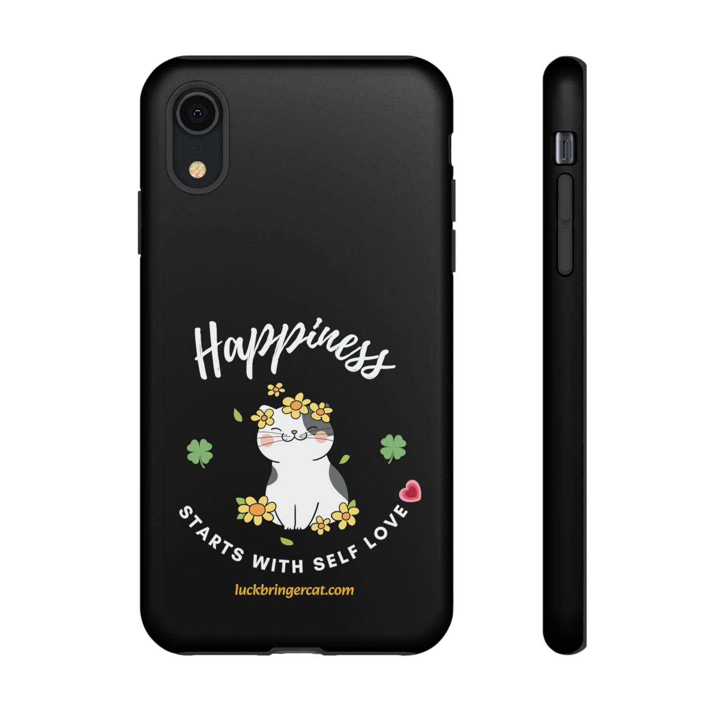 Cat Lovers Phone Case-Black- iPhone, Samsung Galaxy- Happiness - Selflove