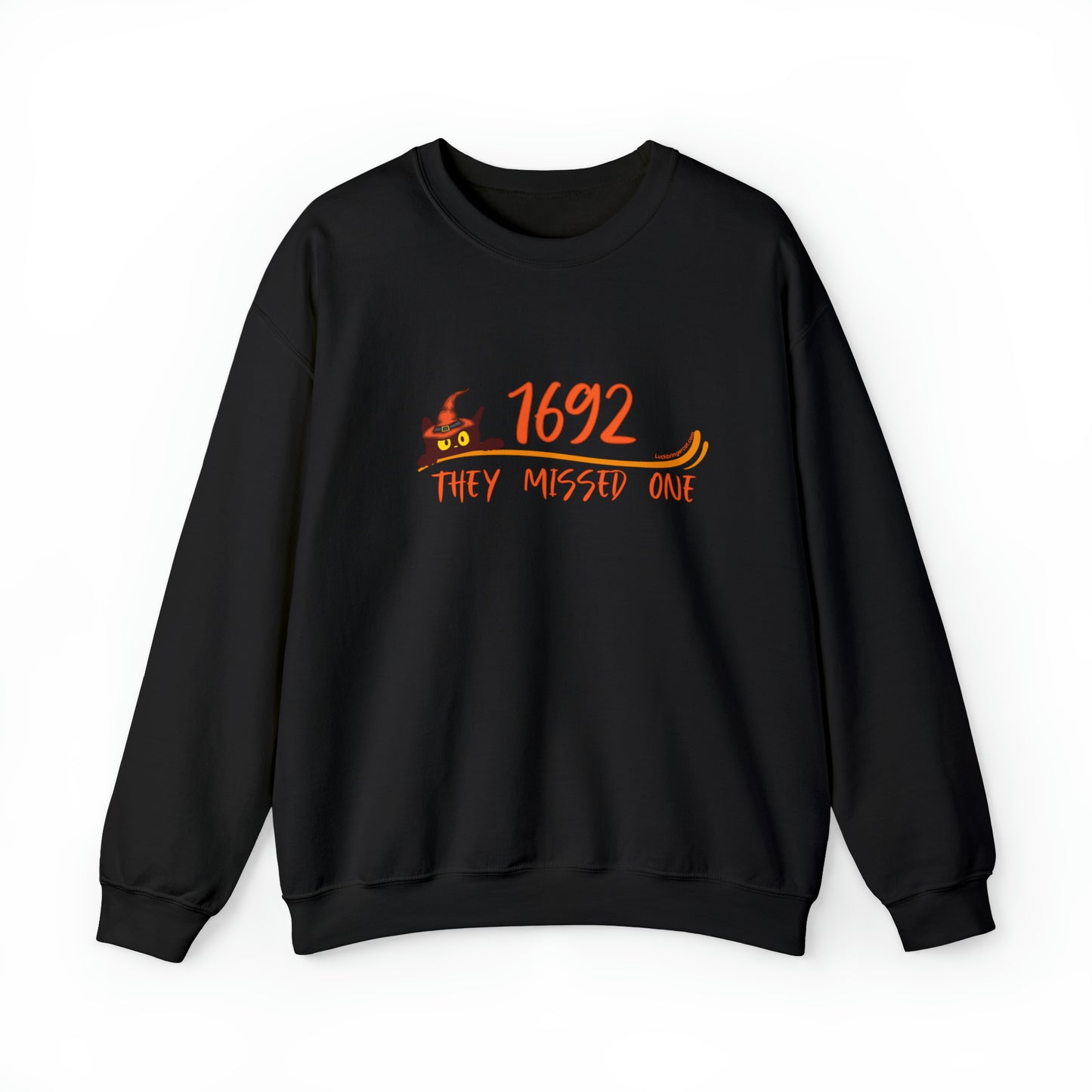 Crewneck Halloween Sweatshirt - 1692 They Missed One With a Cat