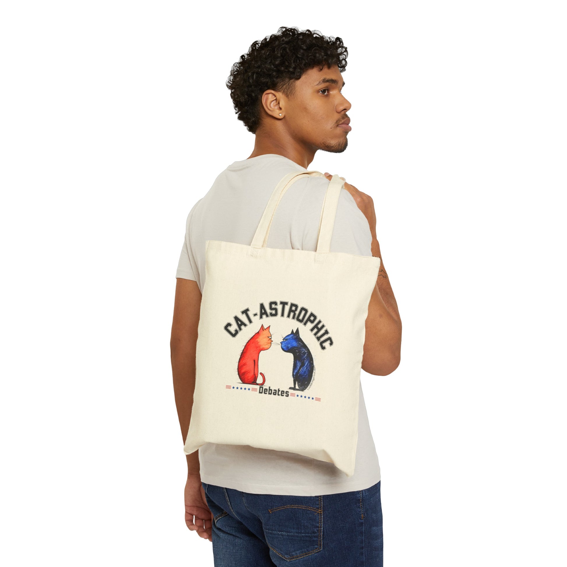 US Election 2024- Funny Cotton Tote Bag - Catastrophic Debates - Gift for Cat Lovers