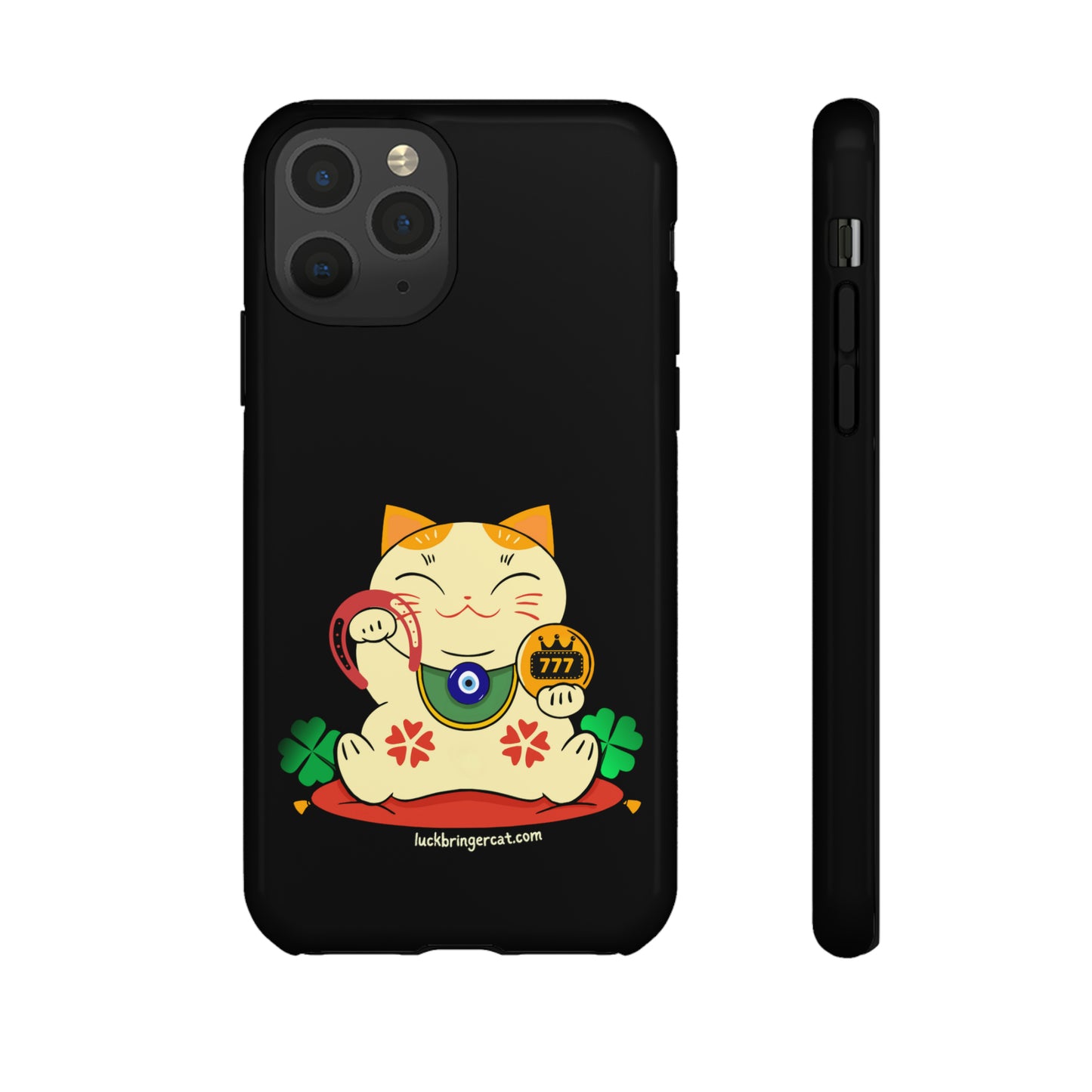 Cat Lovers Tough Phone Case- Lucky Maneki Neko-Black- iPhone, Samsung Galaxy, Google Pixel