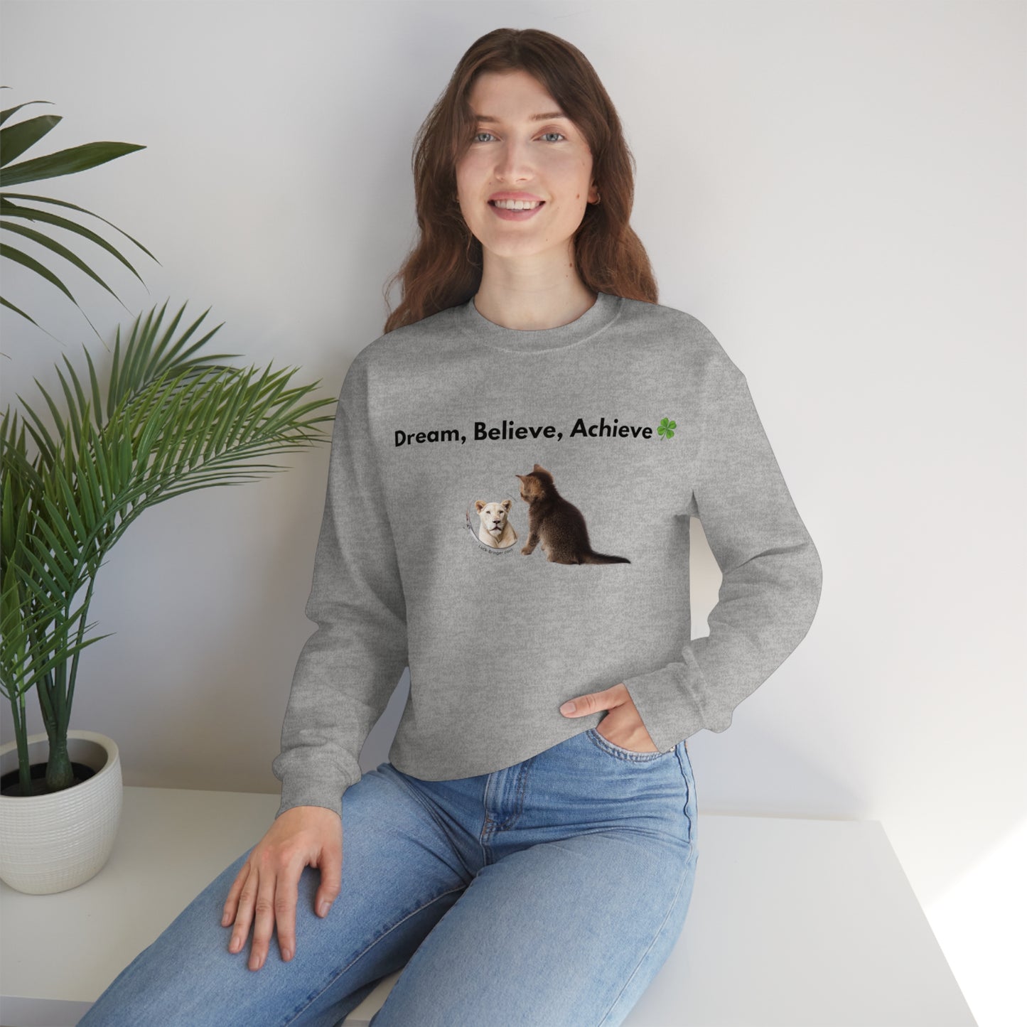 Inspirational Crewneck Sweatshirt - Dream, Believe, Achieve